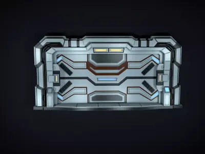 Sci Fi Door Low-poly 3D model 6