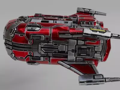 Scifi Spaceship RED Low-poly 3D model