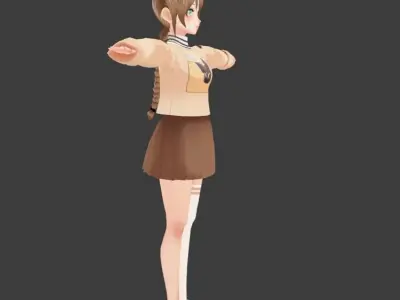 SciFi 3d anime kawaii girl character c10 Low-poly 3D model