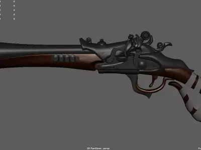 Antique Pistol Gun 18th century 3D model