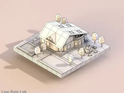 Cartoon City House Low-poly 3D model