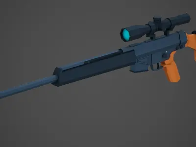 Stylized PSG-1 Sniper Low Poly Mobile Ready Low-poly 3D model