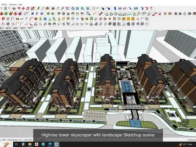 3d commercial building with Master plan collection 4 