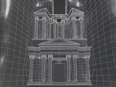 petra castle the royal tombs - realistic low poly Low-poly 3D model