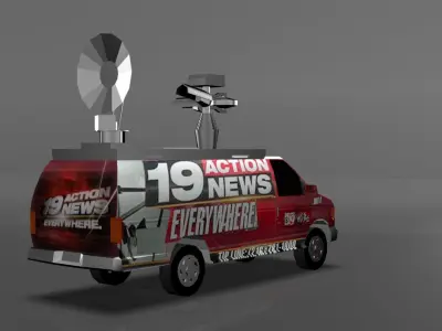 Broadcasting Van Low-poly 3D model