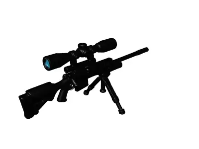 Matte Black Sniper Rifle 3D Model 3D model