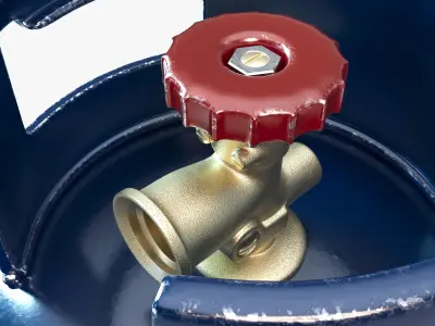 Gas Bottle Cylinder And Valve 3D model