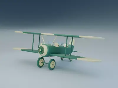 Stylized WW1plane Low-poly 3D model