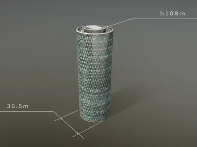 Building Frankfurt Westhafen Tower Low-poly 3D model