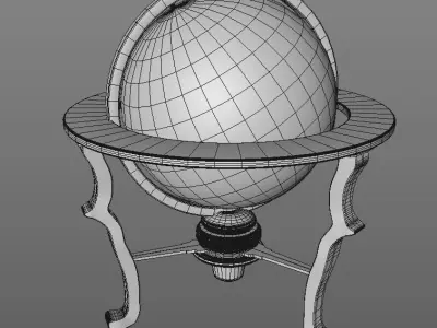 Old wood Globe Low-poly 3D model