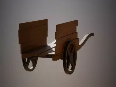 Medieval wheelbarrow  Low-poly 3D model