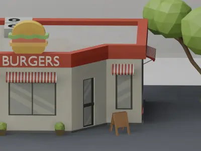 3d low poly burger house Low-poly 3D model