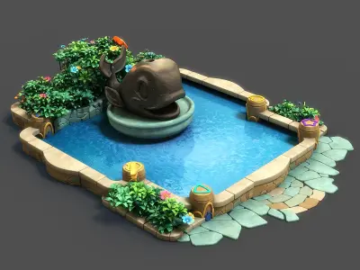 Cartoon Fountain 3D model