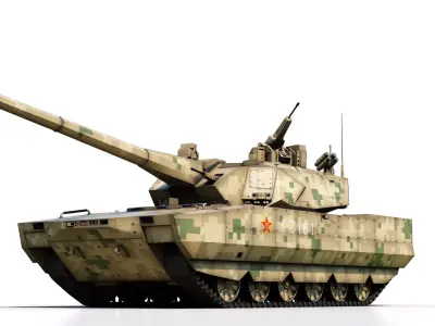 4 coatings of PLA Army ZTZ100 MBT Type 100 main battle tank 3D model