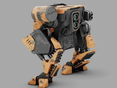 Military robot rigged character 3D model