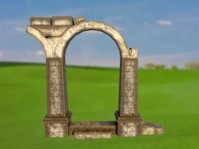 Wall stone arches destroyed PBR low-poly 3D model Low-poly 3D model