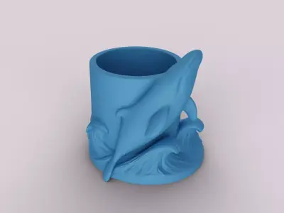 Whale Pen Holder - Ocean Animal Pencil Cup 3D print model