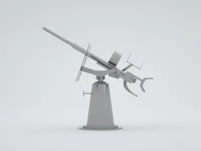 20mm Oerlikon Twin Anti Air Machine Gun Mk24 Mount 3D model