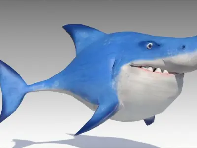Shark Toon Animated Low-poly 3D model