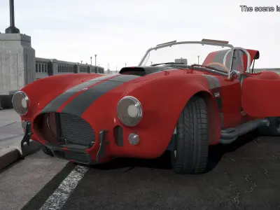 Racing Cobra Shelby 1965 Red Rigged 3D model