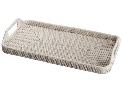 Rattan Vanity Tray Model, White 