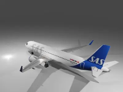 SAS airbus a320neo 3d model Low-poly 3D model
