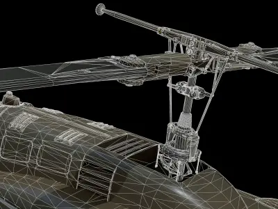 UH-1H Huey - Bell 204-5 Fire and Rescue Helicopter Low-poly 3D model