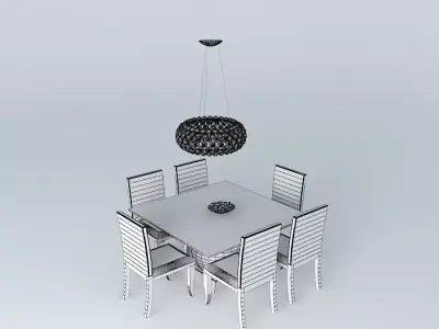 Table dining and chairs Free 3D model