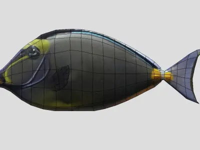 Orange Spine Unicornfish Realistic Animated Low-poly 3D model