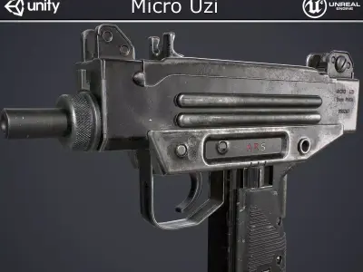 Micro Uzi Low-poly 3D model