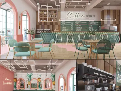 Coffee Brewing Shop Interior 3D model