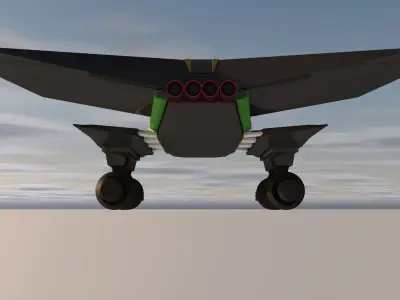 Spaceship fighter jet with stripes 3D model