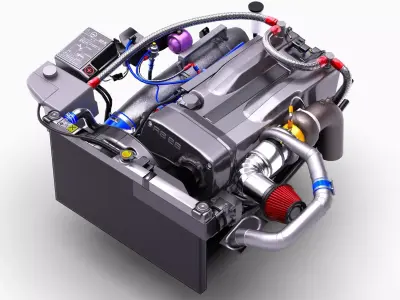 RB26 Inline 6 600Hp Turbonetics Engine Low-poly 3D model