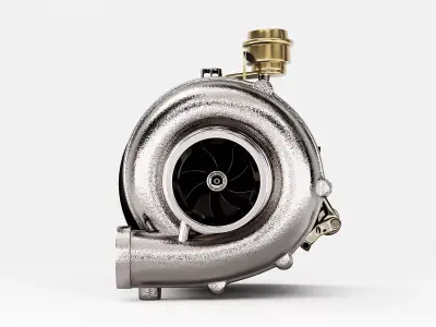 Turbocharger Assembly for Automotive Engine 3D model