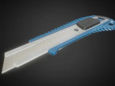 Box Cutter Lowpoly Blue Plastic - Gameready - PBR Textures Low-poly 3D model