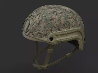 Ops Core Fast helmet foliage green with marpat camo 3D model