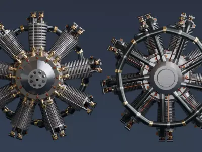 Realistic Engine - Radial Engine Low-poly 3D model