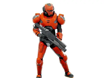 CYBER SOLDIER F-3000 Rigged for Unreal Engine - Unity - MIXAMO  3D model