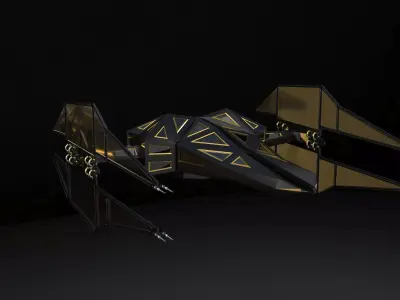 Futuristic Stealth Spacecraft Black Gold Sci-Fi Fighter 3D model