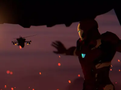 Ironman Helicopter Scene Low-poly 3D model