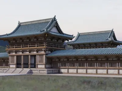 Japanese Modular Temple 2 Low-poly 3D model