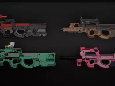 P90 gun collection 3D model