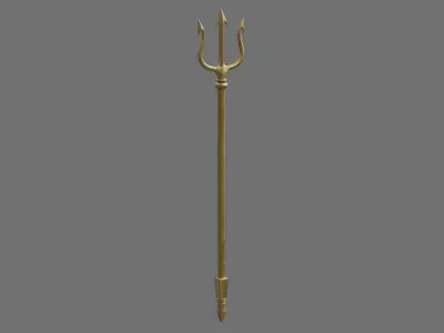 Trident 1 golden spear Low-poly 3D model