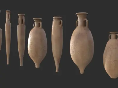 Amphora - Old Terracotta Low-poly 3D model
