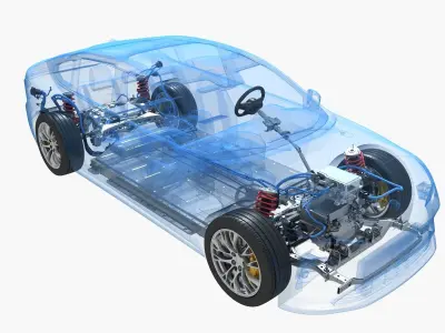Electric car chassis X-ray 3D model