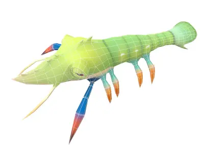 Gaint River Prawn Animated  Low-poly 3D model