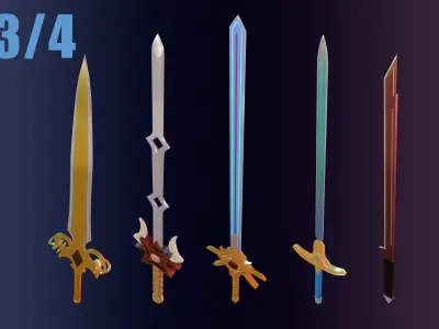 Minipack swords fantasy LowPoly RPG Low-poly 3D model