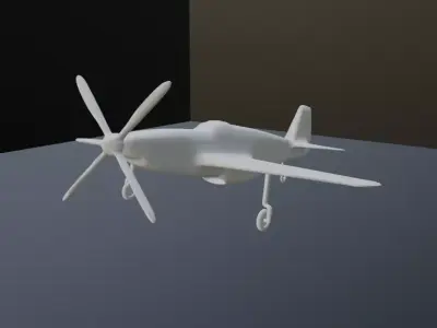 P-51 Mustang- propeller plane Low-poly 3D model