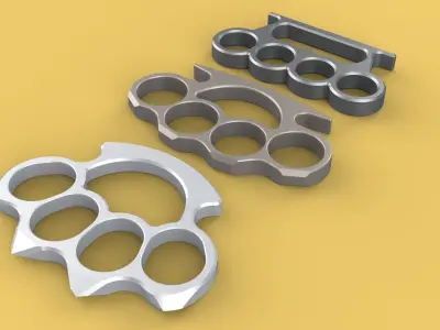 HAND BRASS KNUCKLES KNUCKLE DUSTER SELF DEFENSE FIST LOAD GRIP 3D model