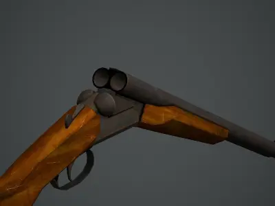 Double Barrel Shotgun - Low Poly Game Ready Low-poly 3D model